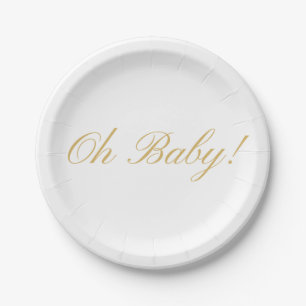Assiettes En Carton Script simple Oh Baby Baby shower