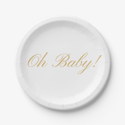 Assiettes En Carton Script simple Oh Baby| Baby shower (Devant)