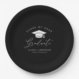 Assiettes En Carton script tendance graduation noire