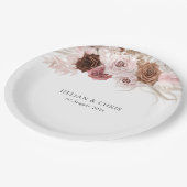 Assiettes En Carton script tendance pampas dusty rose mariage (Angle)