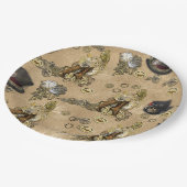 Assiettes En Carton Sculptures de Steampunk sur Tan Leather Texture (Angle)