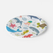 Assiettes En Carton Sea Creatures Seamless Motif Party (Angle)