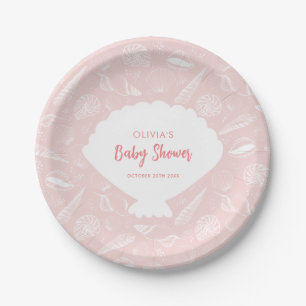 Assiettes En Carton Sea Shell Beach Rose Girls Ocean Baby shower