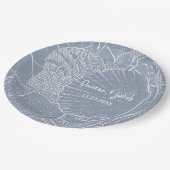 Assiettes En Carton Sea Shell Dusty Blue Coastal Beach (Angle)