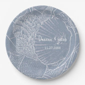 Assiettes En Carton Sea Shell Dusty Blue Coastal Beach (Devant)