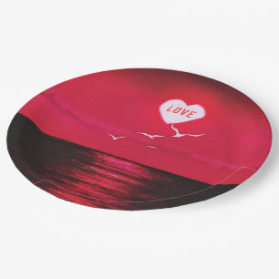 Assiettes En Carton Sea Sunset Love Plaques en papier coeur Romantique