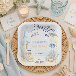 Assiettes En Carton Sea You Soon Baby Shower