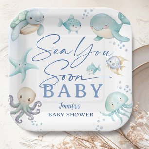 Assiettes En Carton Sea You Soon Boy Ocean Baby Shower
