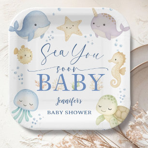 Assiettes En Carton Sea You Soon Ocean Baby Shower
