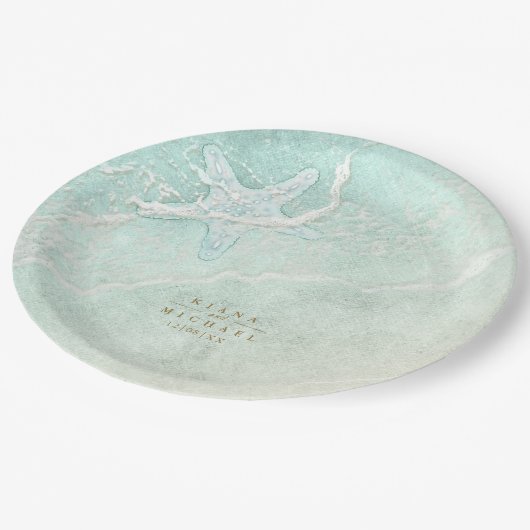 Assiettes En Carton Seam Beach Wedding Starfish ID837 (Angle)