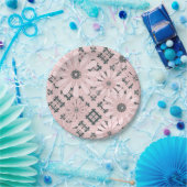 Assiettes En Carton Seamless abstract moderne checkered plaid floral p (Fête)