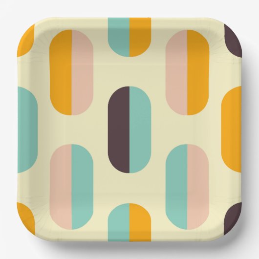 Assiettes En Carton Seamless geometric pattern in retro vibes (Recto)