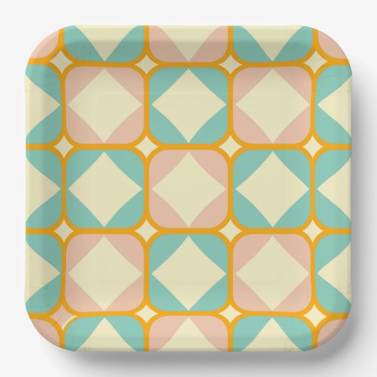 Assiettes En Carton Seamless retro pattern with rounded squares (Recto)