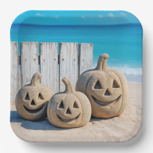 Assiettes En Carton Seashore Sand Jack o' Lanterns  (Recto)