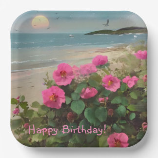 Assiettes En Carton Seashore Wild Rose Anniversaire