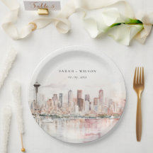 Seattle, Washington Watercolor Landscape Wedding