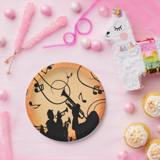 Assiettes En Carton Section Trumpet Jazz Musique Orange Rust (Fête)