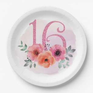 Assiettes En Carton Seize avec fleurs