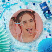 Assiettes En Carton Selfie Photo Visage Personnalisé Simple Moderne (Fête)