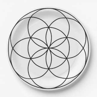 Assiettes En Carton Semence de vie Géométrie sacrée noir et blanc