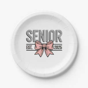 Assiettes En Carton Senior Est 2025 Bow Coquette Graduation