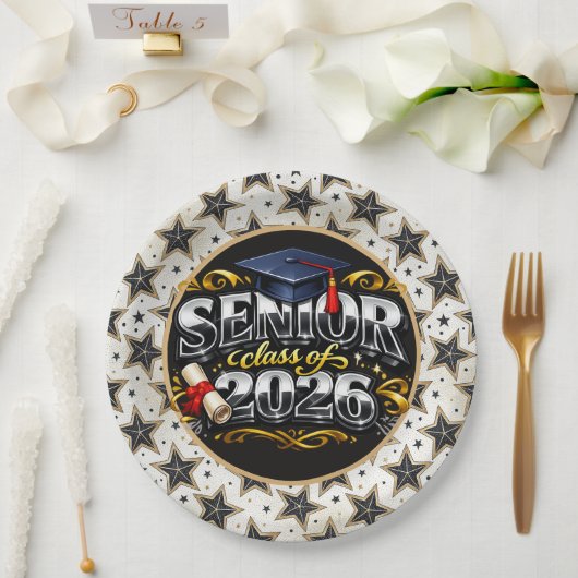 Assiettes En Carton Senior Graduating Class 2026 (Mariage)