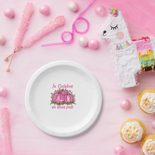 Assiettes En Carton Sensibilisation au cancer du sein Le mois d'octobr (Fête)