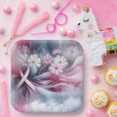 Assiettes En Carton Sensibilisation au cancer du sein Ruban rose Abstr (Fête)