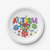 Assiettes En Carton Sensibilisation sur l'autisme Bow Coquette Puzzle (Devant)