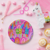 Assiettes En Carton Séquence arc-en-ciel du 6e anniversaire (Fête)