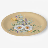 Assiettes En Carton Séquin Jaune clair marguerite lavande douche (Angle)