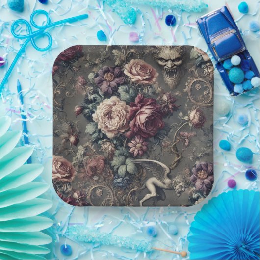 Assiettes En Carton Seraph Hunting – Gothic Floral Design (Fête)