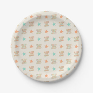 Assiettes En Carton Sercq du Sud : Bénissez votre coeur (turquoise et