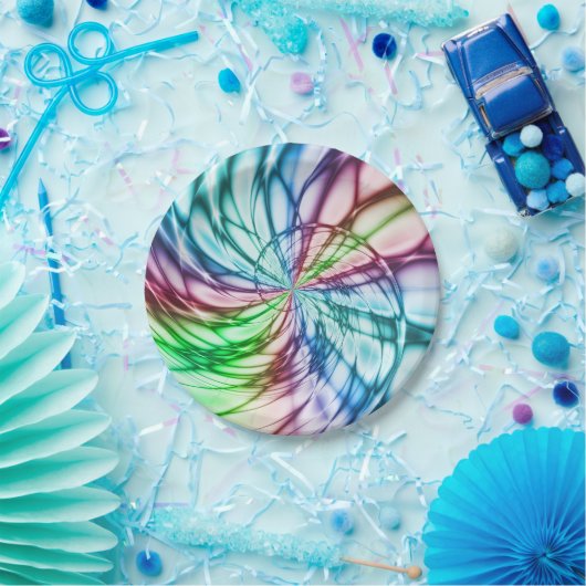 Assiettes En Carton Serendipité | Multicolor Fractal Art (Fête)