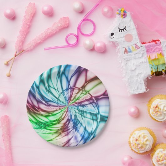 Assiettes En Carton Serendipité | Multicolor Fractal Art (Fête)