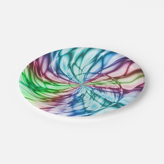 Assiettes En Carton Serendipité | Multicolor Fractal Art (Angle)