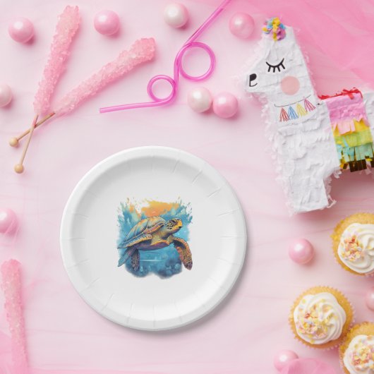 Assiettes En Carton Serene Underwater Turtle Copy (Fête)