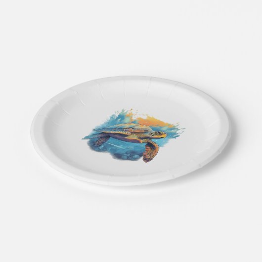 Assiettes En Carton Serene Underwater Turtle Copy (Angle)