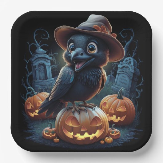 Assiettes en carton  Série 1  Corbeau (Recto)