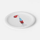 Assiettes En Carton Seringue De Sang Avec Une Baisse Rouge (Angle)