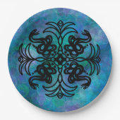 Assiettes En Carton Serpent tribal noir et blanc (Devant)
