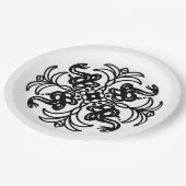 Assiettes En Carton Serpent tribal noir et blanc (Angle)