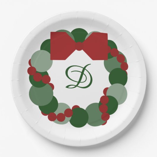 Assiettes En Carton Serre de Noël avec Plaques de fête de Monogramme p (Devant)