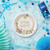 Assiettes En Carton Serre de Parties scintillant d'or avec Magnolia et (Fête)