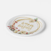 Assiettes En Carton Serre de Parties scintillant d'or avec Magnolia et (Angle)