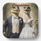 Assiettes En Carton "Serrer l'amour : une affaire Mariage crocodilienn (Recto)