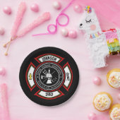 Assiettes En Carton Service d'incendie AJOUTER LE NOM Pompier Insigne  (Fête)