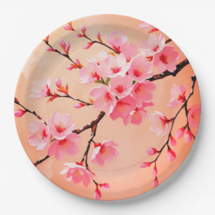 Assiettes En Carton Serviette Fleur de Cerisier – Élégant Décor Sakura