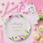 Assiettes En Carton Serviettes à cadre magnolia rose (Fête)