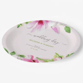 Assiettes En Carton Serviettes à cadre magnolia rose (Angle)